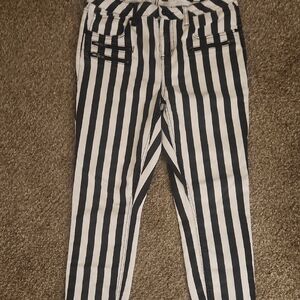 Hot Topic High Rise Super Skinny Black/white Striped Pants Size 13